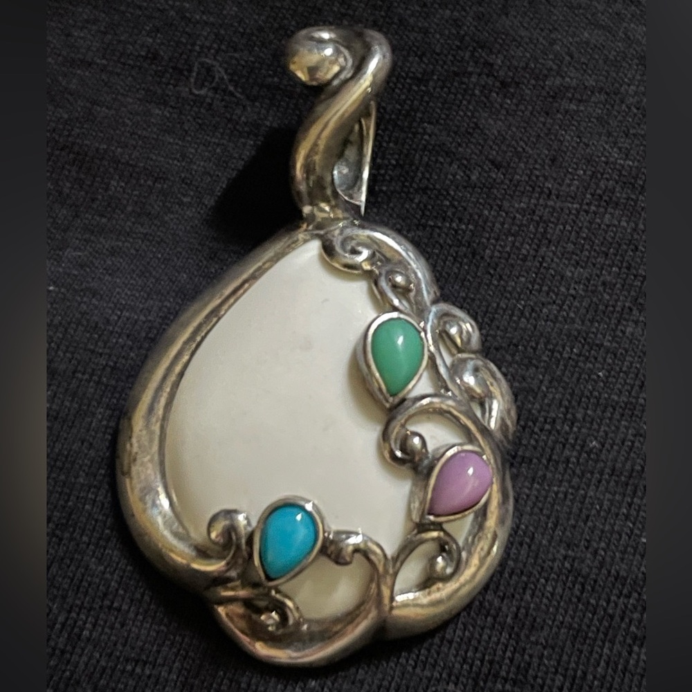 Carolyn Pollack White Agate 925 Silver Pendant